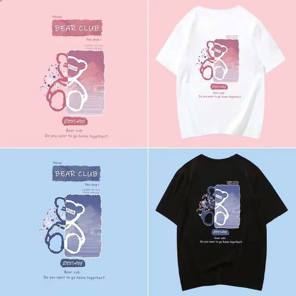 2022 summer new women's t-shirt fashion casual cotton couple short-sleeved round neck loose bear letter print sweet style clothes white
2022 summer new women's t-shirt fashion casual cotton couple short-sleeved round neck loose bear letter print sweet style clothes white