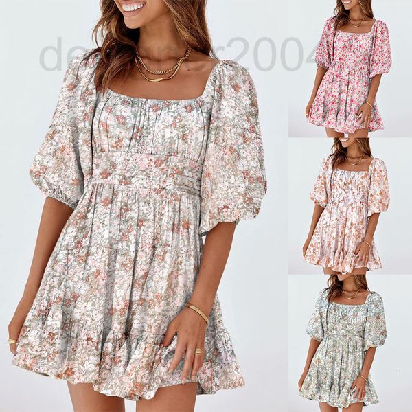 casual dresses designer 2022 summer new floral square collar lantern short sleev, Black;gray
casual dresses designer 2022 summer new floral square collar lantern short sleev, Black;gray