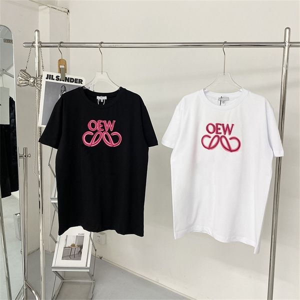 loe fluorescent pink embroidered t-shirt female spring summer tide loose pullover round neck couple short sleeve male, White
loe fluorescent pink embroidered t-shirt female spring summer tide loose pullover round neck couple short sleeve male, White