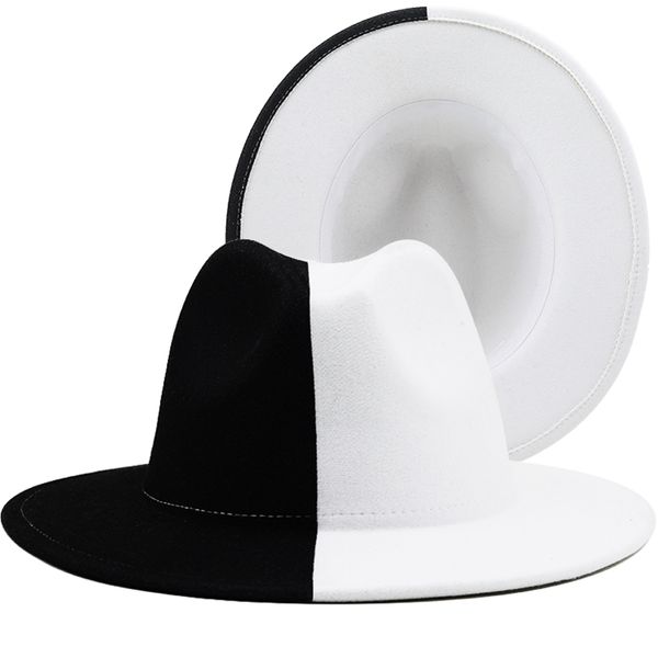 black white patchwork wool felt jazz fedora hat women wide brim panama party trilby cowboy cap men gentleman wedding hat 220812, Blue;gray
black white patchwork wool felt jazz fedora hat women wide brim panama party trilby cowboy cap men gentleman wedding hat 220812, Blue;gray
