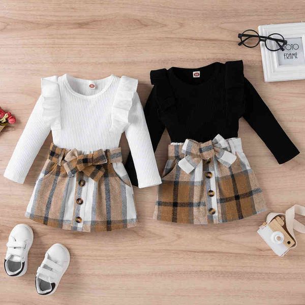 citgeett spring toddler kids girls outfit long sleeve knitted ribbed solid color bow buttons plaid skirt clothing set j220711, White
citgeett spring toddler kids girls outfit long sleeve knitted ribbed solid color bow buttons plaid skirt clothing set j220711, White