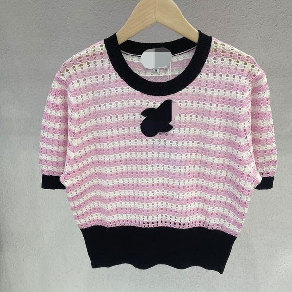 600 2022 milan runway spring summer brand same style sweater short sleeve crew neck blue pink kint pullover womens mingmei, White;black
600 2022 milan runway spring summer brand same style sweater short sleeve crew neck blue pink kint pullover womens mingmei, White;black