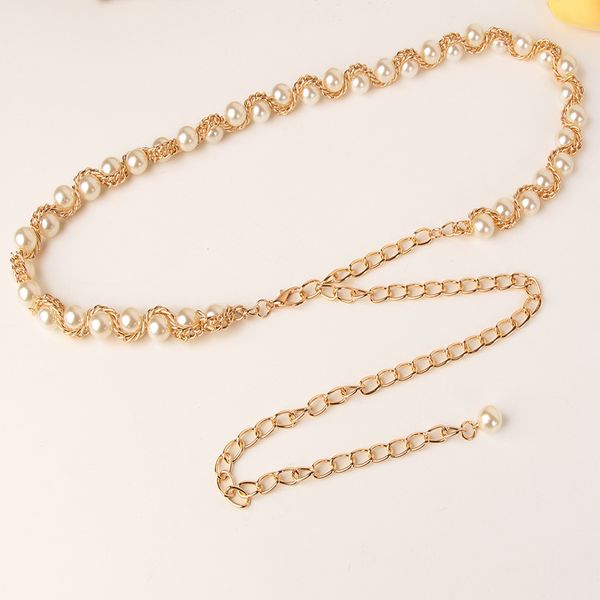 new ladies metal waist chain belts fashion elegant versatile pearl aluminum chain clothing with belt, Black;brown
new ladies metal waist chain belts fashion elegant versatile pearl aluminum chain clothing with belt, Black;brown