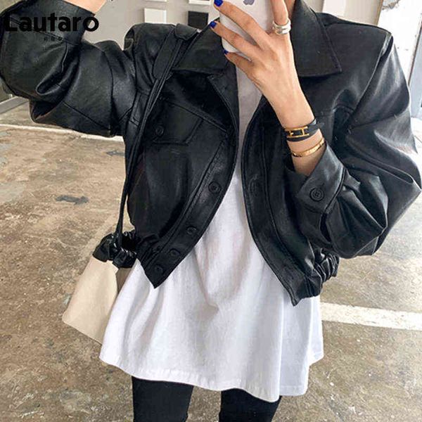 lautaro spring autumn short black waterproof soft light faux leather jackets for women long sleeve cool outerwear fashion 2022 l220728
lautaro spring autumn short black waterproof soft light faux leather jackets for women long sleeve cool outerwear fashion 2022 l220728