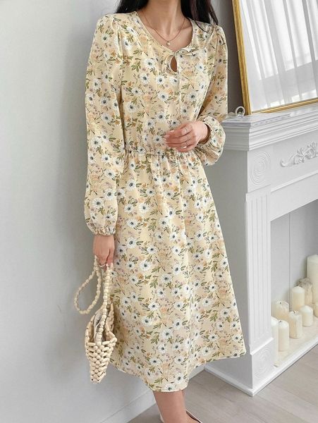 dazy floral print tie front dress 17i8#, Black;gray
dazy floral print tie front dress 17i8#, Black;gray