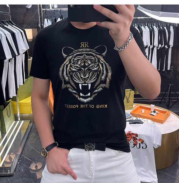 new classic mens t shirt high street brand mens shirts tiger head drill short sleeve hip hop oversize loose 5xl cotton summer male tee, White;black
new classic mens t shirt high street brand mens shirts tiger head drill short sleeve hip hop oversize loose 5xl cotton summer male tee, White;black