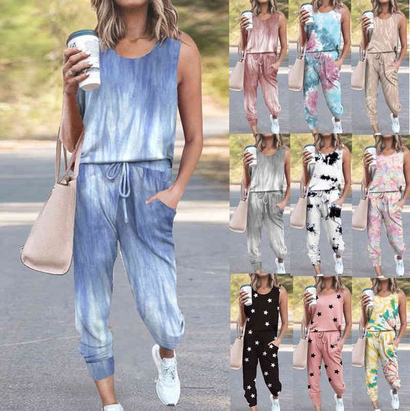 women's two piece pants spring and summer women's loose solid color printed sleeveless casual suit q6zt, White
women's two piece pants spring and summer women's loose solid color printed sleeveless casual suit q6zt, White