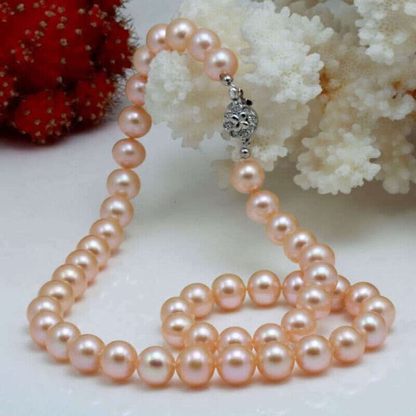 genuine 8-9mm natural pink akoya cultured stringed pearls hand knotted necklace 18", Silver
genuine 8-9mm natural pink akoya cultured stringed pearls hand knotted necklace 18", Silver