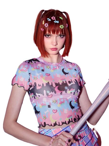 romwe anime cartoon graphic lettuce trim mesh i0hg#, White
romwe anime cartoon graphic lettuce trim mesh i0hg#, White