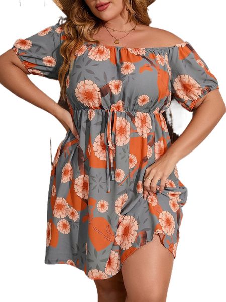 plus floral print off shoulder knot front a-line dress h9wu#, Black
plus floral print off shoulder knot front a-line dress h9wu#, Black