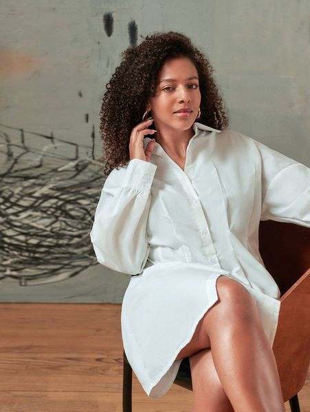 plus solid button through drop shoulder shirt dress 641k#, Black
plus solid button through drop shoulder shirt dress 641k#, Black