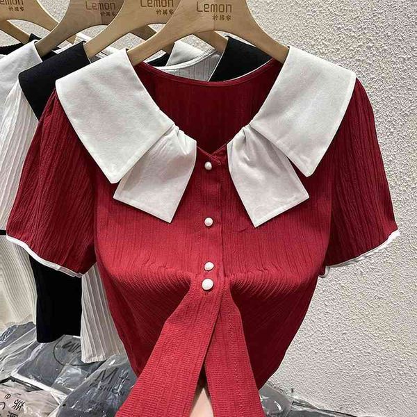 women's blouses shirts baby collar shirt women's summer french chiffon small loose design sense of minority temperament wrinkled s, White
women's blouses shirts baby collar shirt women's summer french chiffon small loose design sense of minority temperament wrinkled s, White