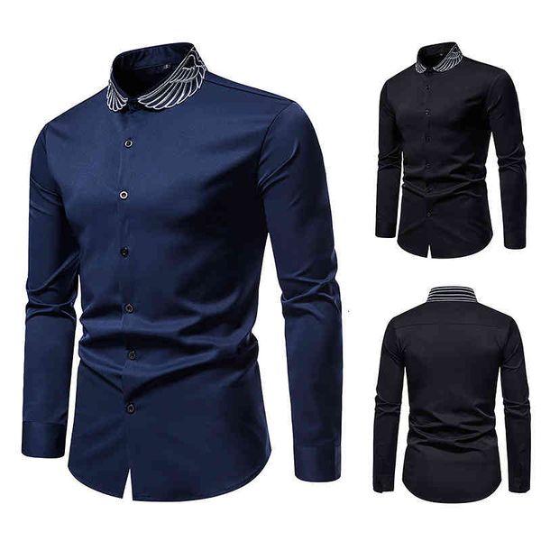 men's casual shirts men's long sleeved fashion wing embroidered casual button shirt slim dress kezj, White;black
men's casual shirts men's long sleeved fashion wing embroidered casual button shirt slim dress kezj, White;black