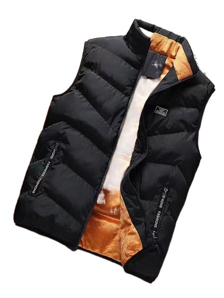 men letter patched zip pocket thermal vest puffer coat m6ov#, Black 
men letter patched zip pocket thermal vest puffer coat m6ov#, Black