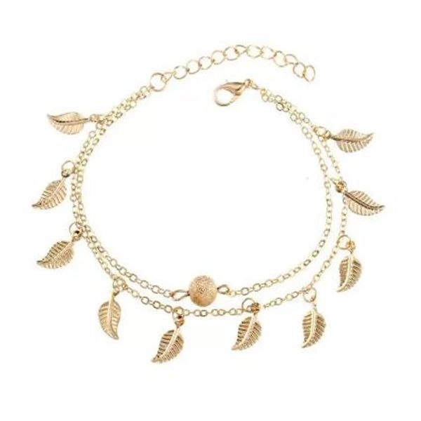 european and american beach style charm anklets double-layer retro tassel small leaf anklet ab156, Red;blue
european and american beach style charm anklets double-layer retro tassel small leaf anklet ab156, Red;blue