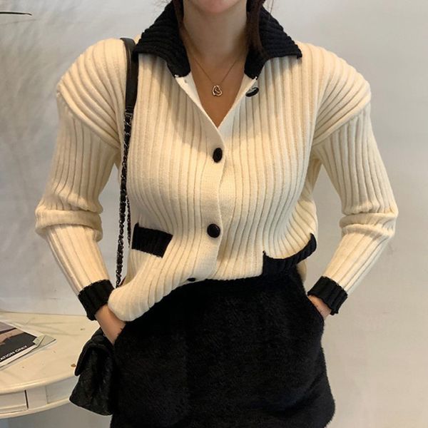 hit color singlebreasted pull femme niche lapel sweaters pit strip slim longsleeved knitted cardigan sweater women 210506, White
hit color singlebreasted pull femme niche lapel sweaters pit strip slim longsleeved knitted cardigan sweater women 210506, White