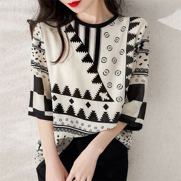 women spring summer style chiffon blouses shirts lady casual short sleeve printed chiffon blusas 210302, White
women spring summer style chiffon blouses shirts lady casual short sleeve printed chiffon blusas 210302, White