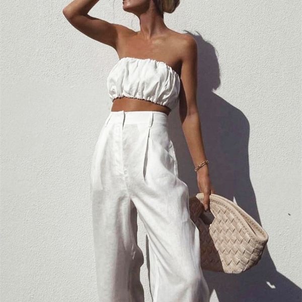 clacive tube white two piece set women summer slim high waist pants set female streetwear elegant linen trouser suits 220704
clacive tube white two piece set women summer slim high waist pants set female streetwear elegant linen trouser suits 220704