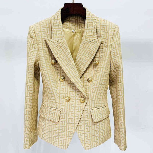 blazer women kaki plaid labyrinth jacquard double breasted golden lion button office business blazers jacket 2022 j220813, White;black
blazer women kaki plaid labyrinth jacquard double breasted golden lion button office business blazers jacket 2022 j220813, White;black