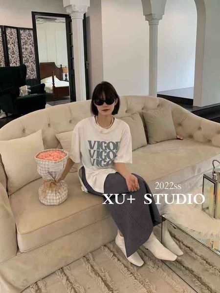 women's t-shirt 2022 spring and summer korean xu simple leisure versatile letter print open fork loose fashion short sleeve t-shirt xai, White
women's t-shirt 2022 spring and summer korean xu simple leisure versatile letter print open fork loose fashion short sleeve t-shirt xai, White