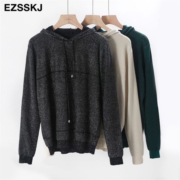 new hooded lurex sweater women spring autumn glitter sweater pullover female knitted sweater casual jumpers long sleeve y200722, White;black
new hooded lurex sweater women spring autumn glitter sweater pullover female knitted sweater casual jumpers long sleeve y200722, White;black