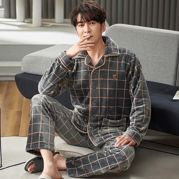 men's sleepwear flannel pajama sets men winter men's pajamas thick warm lounge s 220823, Black;brown
men's sleepwear flannel pajama sets men winter men's pajamas thick warm lounge s 220823, Black;brown