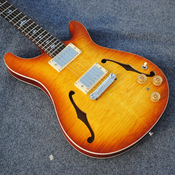 custom f-hole jazz electric guitar, metal accessories, double sided tiger flame maple guitar p r s
custom f-hole jazz electric guitar, metal accessories, double sided tiger flame maple guitar p r s