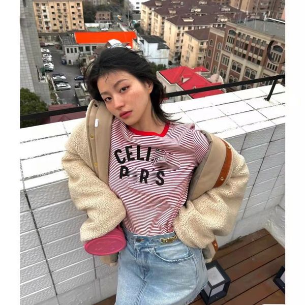 women's t-shirt designer jimo short sleeve cel capsule flocking letter printing 22 summer new lisa same net red stripe t-shirt dfyx, White
women's t-shirt designer jimo short sleeve cel capsule flocking letter printing 22 summer new lisa same net red stripe t-shirt dfyx, White