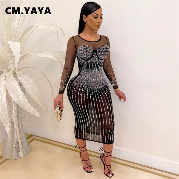 cm.yaya women dress solid diamonds mesh see-through skinny party vestidos night evening dresses fashion outfit autumn 220516, Black;gray
cm.yaya women dress solid diamonds mesh see-through skinny party vestidos night evening dresses fashion outfit autumn 220516, Black;gray