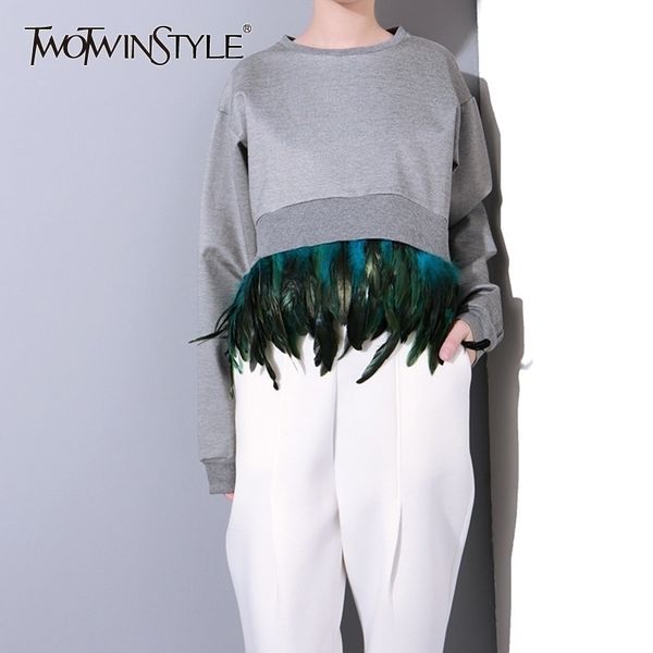 twotwinstyle patchwork removable feather sweatshirt women long sleeve pullover crop female casual clothes autumn new y200915, Black
twotwinstyle patchwork removable feather sweatshirt women long sleeve pullover crop female casual clothes autumn new y200915, Black
