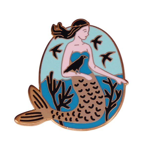 charm beautiful mermaid and black crow brooch pins enamel metal badges lapel pin brooches jackets fashion jewelry accessories, Blue
charm beautiful mermaid and black crow brooch pins enamel metal badges lapel pin brooches jackets fashion jewelry accessories, Blue