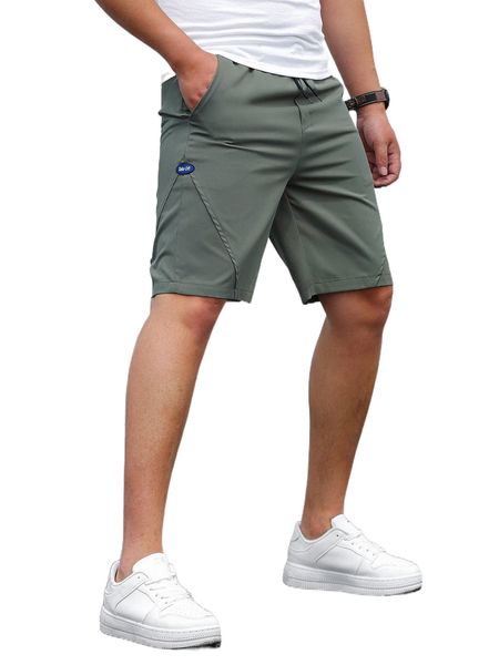 men letter patched detail drawstring waist shorts y2yn#, White;black