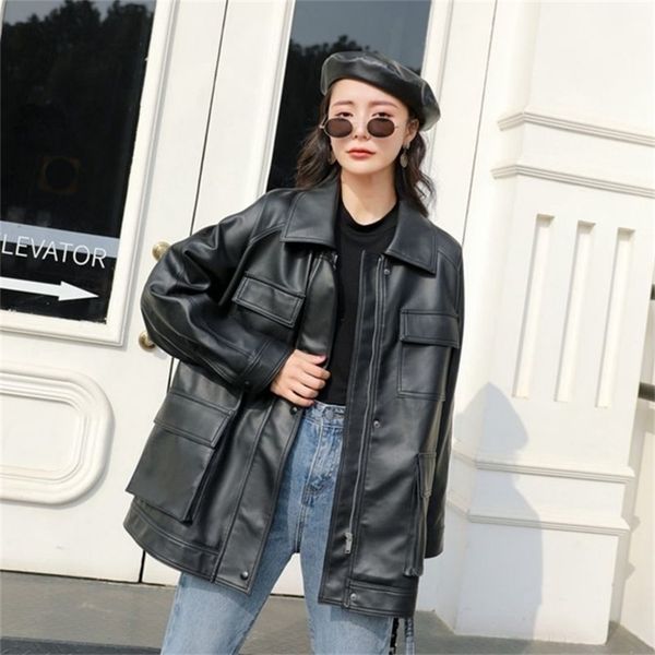 fmfssom spring autumn four big pocket 2020 chic loose design motobike bf vintage retro women lady pu leather jacket lj201021, Black
fmfssom spring autumn four big pocket 2020 chic loose design motobike bf vintage retro women lady pu leather jacket lj201021, Black