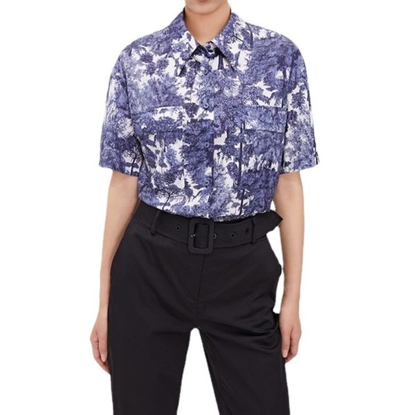 women's polos icic xiaohe forest shirt summer print loose thin fashion floral short sleeve, White
women's polos icic xiaohe forest shirt summer print loose thin fashion floral short sleeve, White