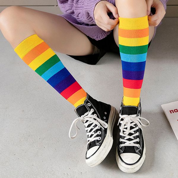 fashion personality rainbow stripes women's long socks four seasons korean version of the college cotton sports socks, Black
fashion personality rainbow stripes women's long socks four seasons korean version of the college cotton sports socks, Black
