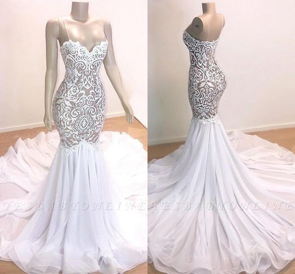 simple designed lace mermaid wedding dresses backless spaghetti straps illusion lace appliques bridal gowns summer garden boho vestidos bc12, White
simple designed lace mermaid wedding dresses backless spaghetti straps illusion lace appliques bridal gowns summer garden boho vestidos bc12, White