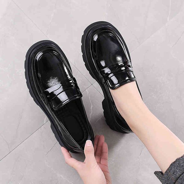 dress shoes leather british style small shoes women's autumn flat bottom large thick leffer casual single rc1h, Black
dress shoes leather british style small shoes women's autumn flat bottom large thick leffer casual single rc1h, Black