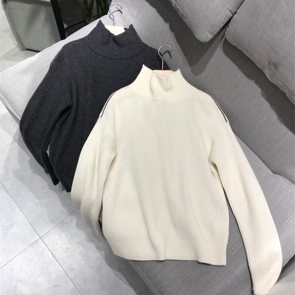 2020 new ladies fashion long sleeved casual small stand up collar side cashmere sweater 0824 lj201113, White;black
2020 new ladies fashion long sleeved casual small stand up collar side cashmere sweater 0824 lj201113, White;black