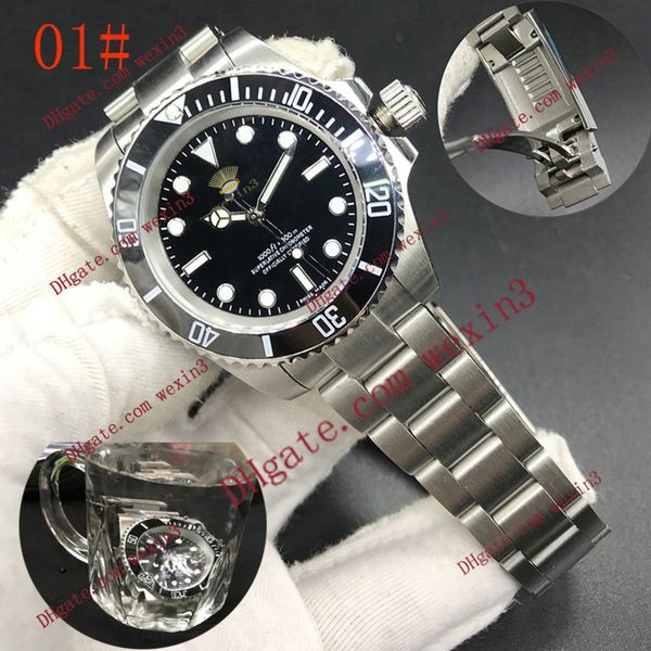 mens watch stainless steel mens watches 41mm ceramic frame 2813 automatic mechanical, swimming waterproof super luminous .strap glide lock c, Slivery;brown