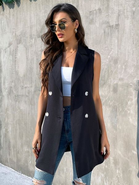double breasted blazer vest 16rh#, White