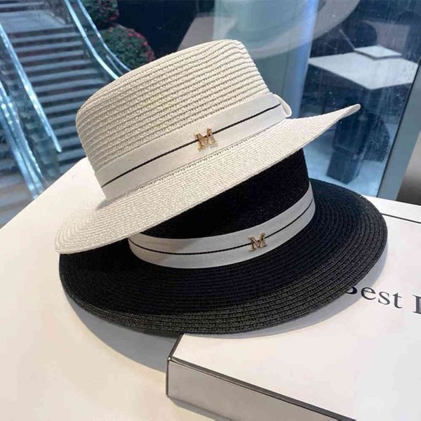 ribbon -mark straw hat women's summer british flat fresh hat sun shading beach hat, Blue;gray
ribbon -mark straw hat women's summer british flat fresh hat sun shading beach hat, Blue;gray