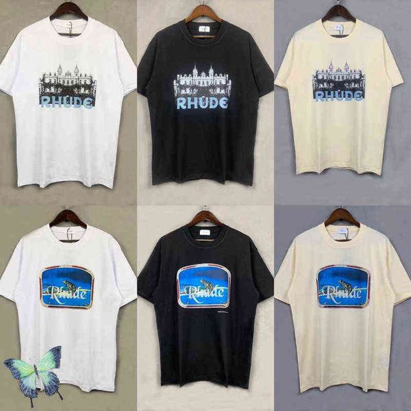 brand designer t shirt rhude hd castle print t-shirt white khaki summer fashion, White;black
brand designer t shirt rhude hd castle print t-shirt white khaki summer fashion, White;black