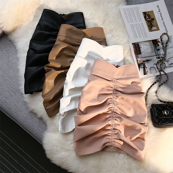women leather skirt autumn winter high waist a-line mini female chic folds pu black wrap s fashion 220401
women leather skirt autumn winter high waist a-line mini female chic folds pu black wrap s fashion 220401