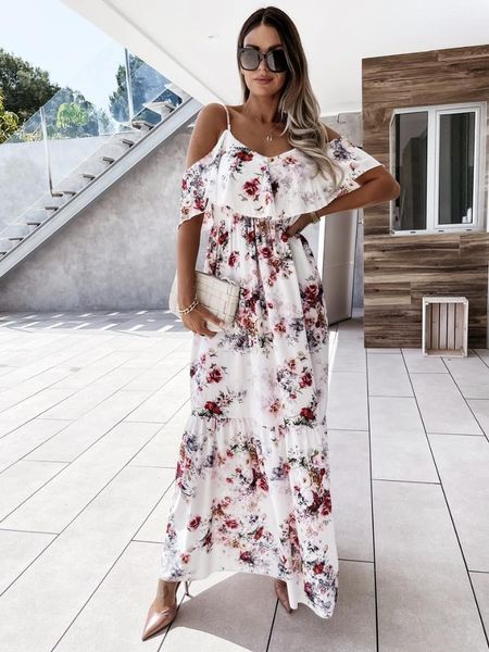 summer womens temperament dress fashion printing v-neck off-the-shoulder long suspenders waist and thin ladies skirt, White
summer womens temperament dress fashion printing v-neck off-the-shoulder long suspenders waist and thin ladies skirt, White