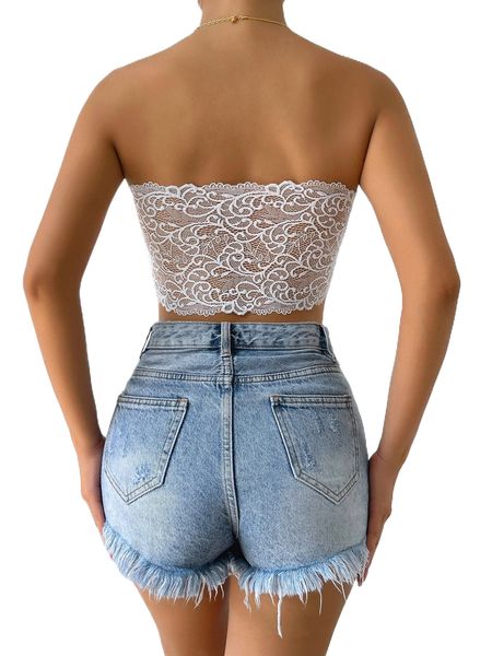 lace crop tube w0dl#, White
lace crop tube w0dl#, White