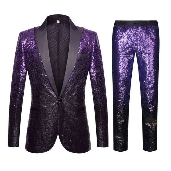 men's suits & blazers purple black gradient sequin suit men's british business casual formal dress slim groom's wedding, White;black
men's suits & blazers purple black gradient sequin suit men's british business casual formal dress slim groom's wedding, White;black