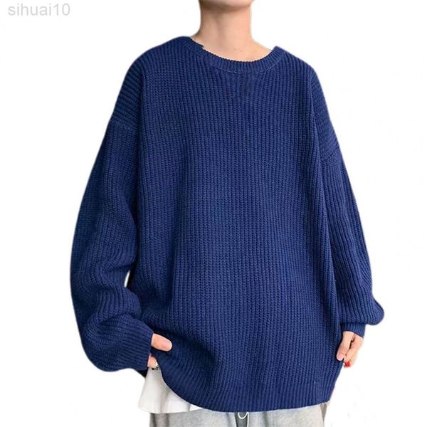 men's sweater 2022 solid color oversized round neck casual winter sweater for daily wear l220801, White;black
men's sweater 2022 solid color oversized round neck casual winter sweater for daily wear l220801, White;black