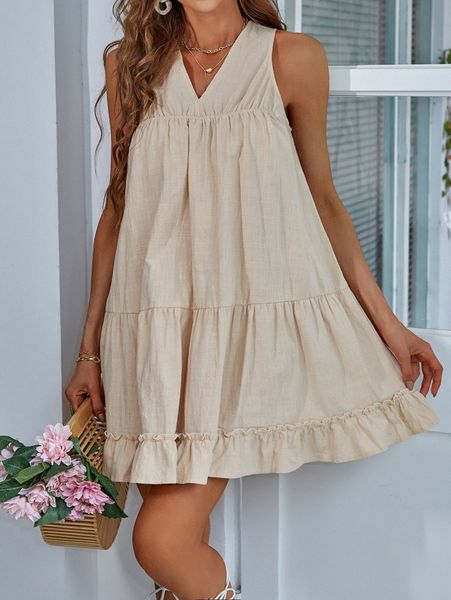 tie back ruffle hem smock dress i1yi#, Black;gray
tie back ruffle hem smock dress i1yi#, Black;gray