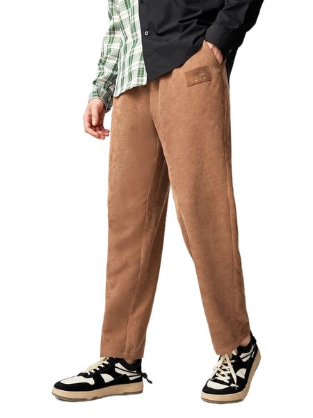 men slant pocket side corduroy pants g2r6#, Black