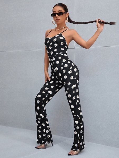 floral print criss cross backless cami flare leg jumpsuit w4ab#, Black;white
floral print criss cross backless cami flare leg jumpsuit w4ab#, Black;white